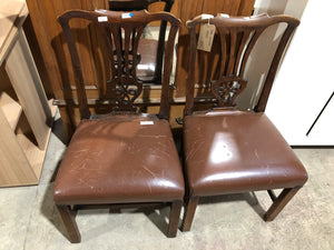 Pair vintage leather style chairs