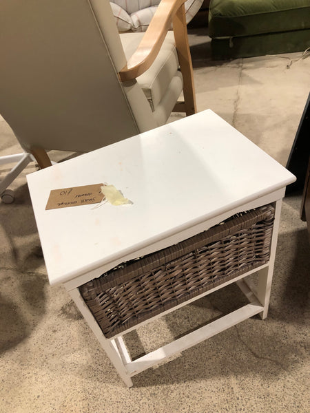 Small storage unit with basket