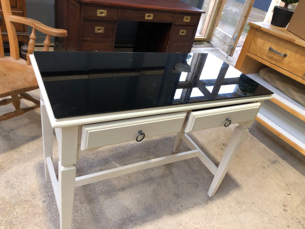 Cream and black console table