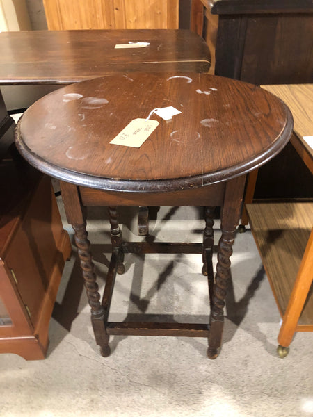 Vintage Oak Round Side Table