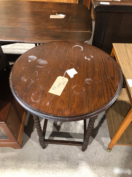 Vintage Oak Round Side Table