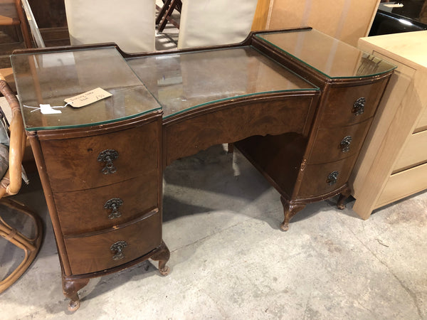 Walnut Burr Dressing Table With Six Drawers