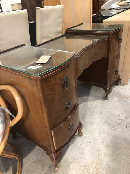 Walnut Burr Dressing Table With Six Drawers