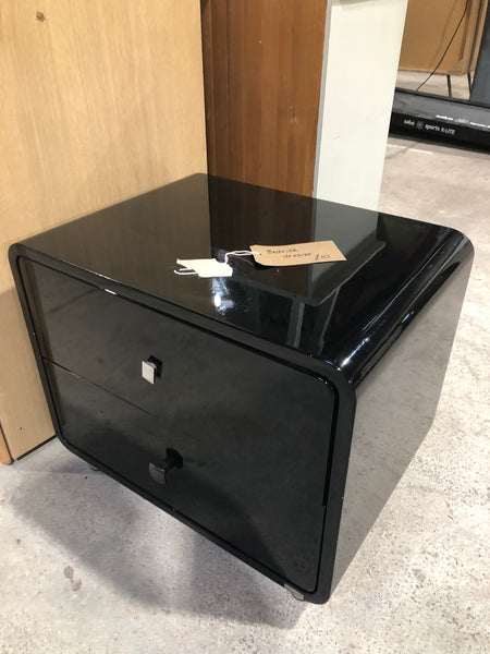 Black Glossy Bedside Table