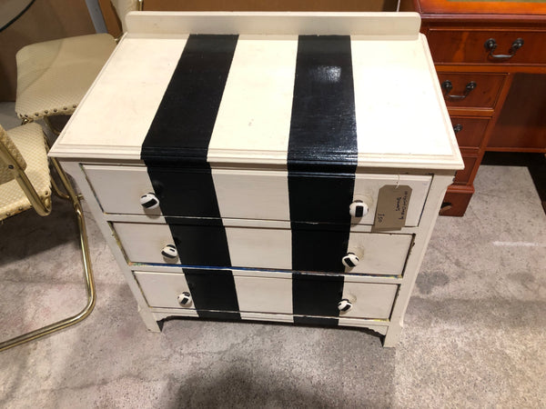 Upcycled striped chest of drawers