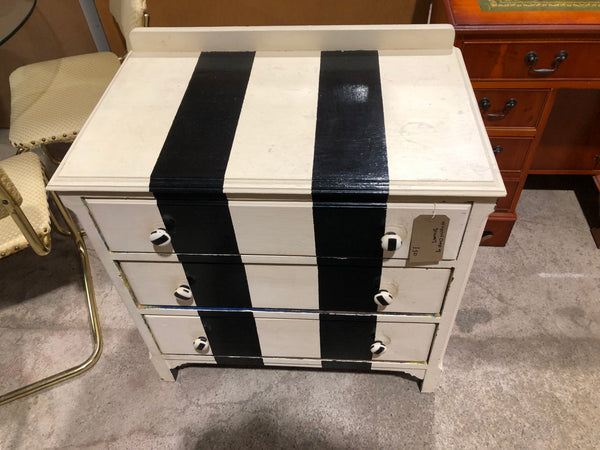 Upcycled striped chest of drawers