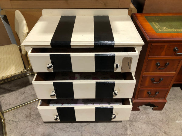 Upcycled striped chest of drawers