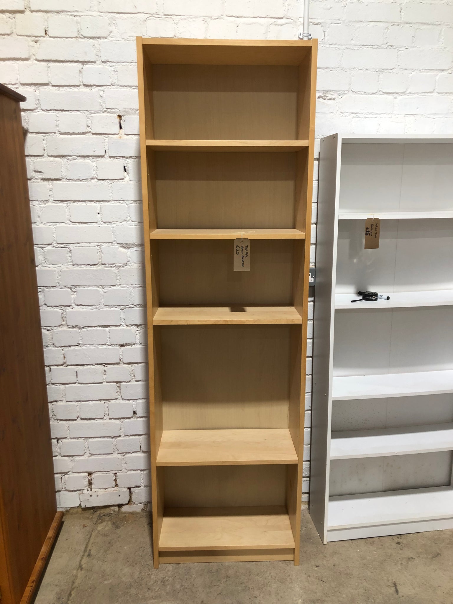 Tall Wooden Veneer Bookcase
