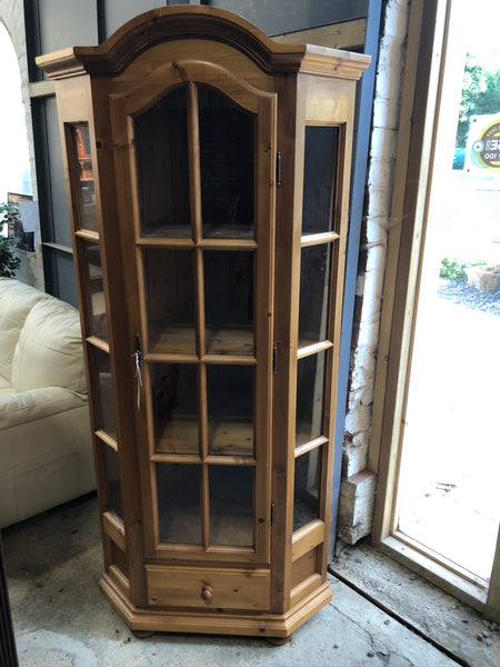 Solid Pine corner display cabinet
