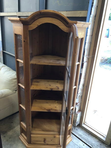 Solid Pine corner display cabinet