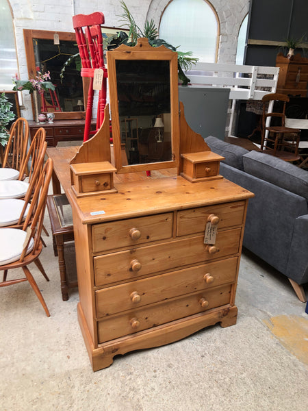 Solid Pine Chest of Drawers with Mirror