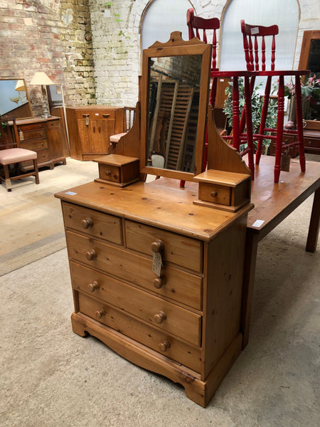 Solid Pine Chest of Drawers with Mirror