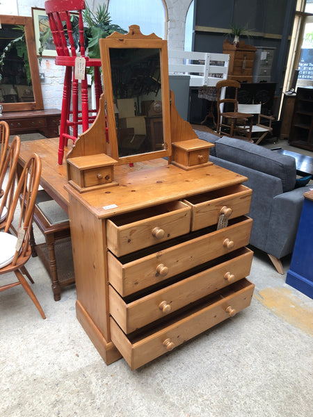 Solid Pine Chest of Drawers with Mirror