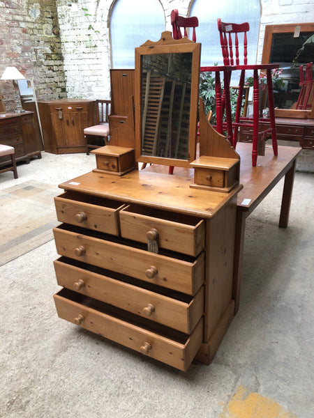 Solid Pine Chest of Drawers with Mirror