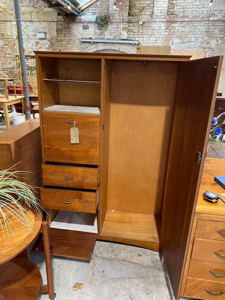 Mid Century Teak Veneer Compact Wardrobe